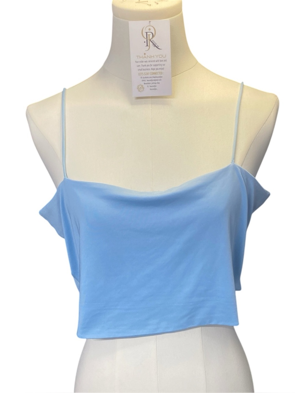 Light Blue Spaghetti Strap Crop Top size L